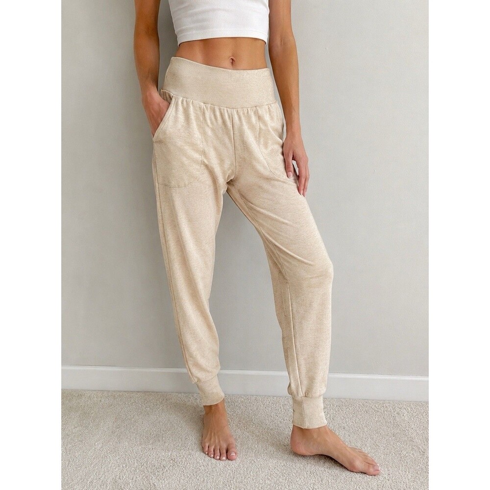 Nike Dri-Fit SOFT Slim Fit Yoga Pants Beige Oatmeal Sz S Athleisure Cozy Neutral